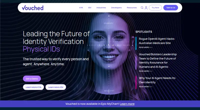 The Vouched homepage