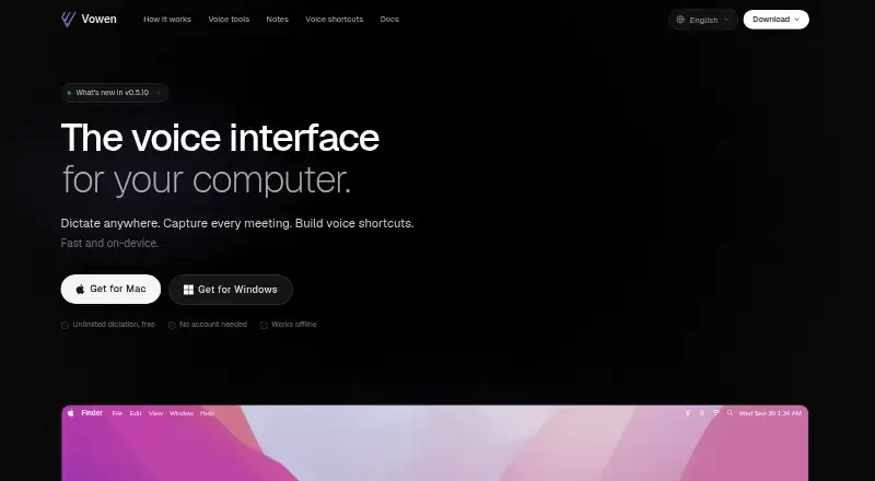 The Vowen homepage