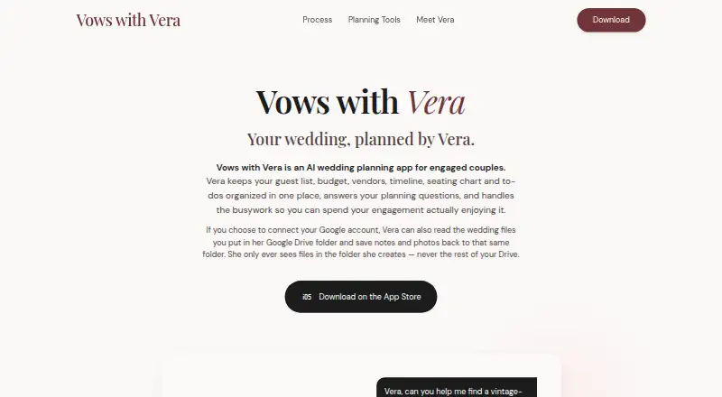 The Vows with Vera homepage