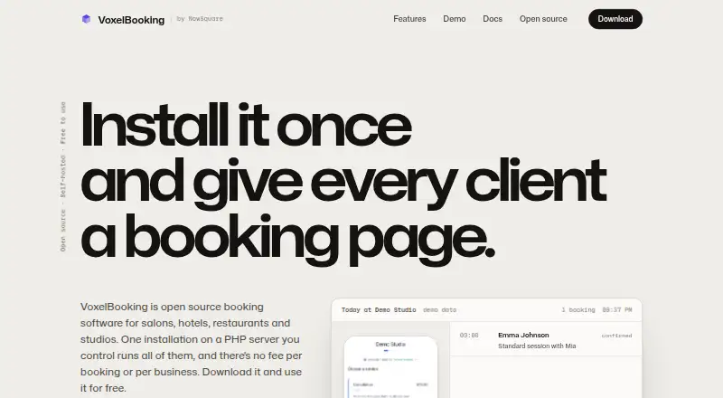 The VoxelBooking homepage