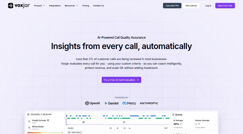 The Voxjar homepage