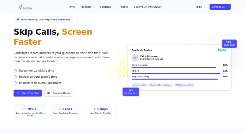 The VProPle Interview Bites homepage