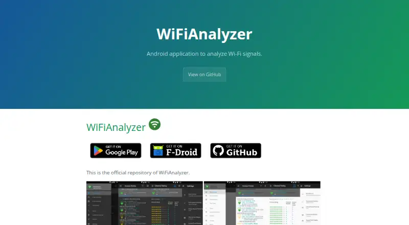 The WiFiAnalyzer homepage