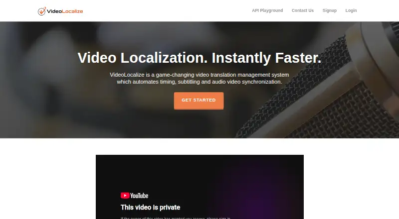 The VideoLocalize homepage
