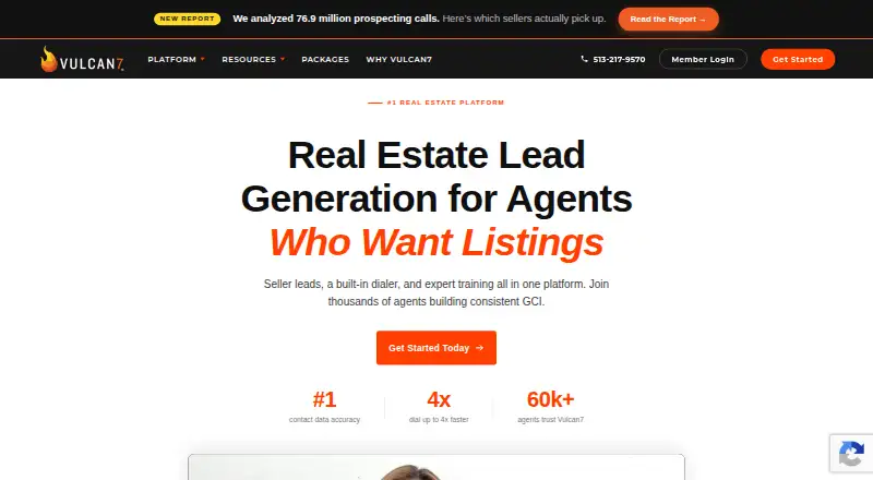 The Vulcan7 Real Estate Dialer homepage
