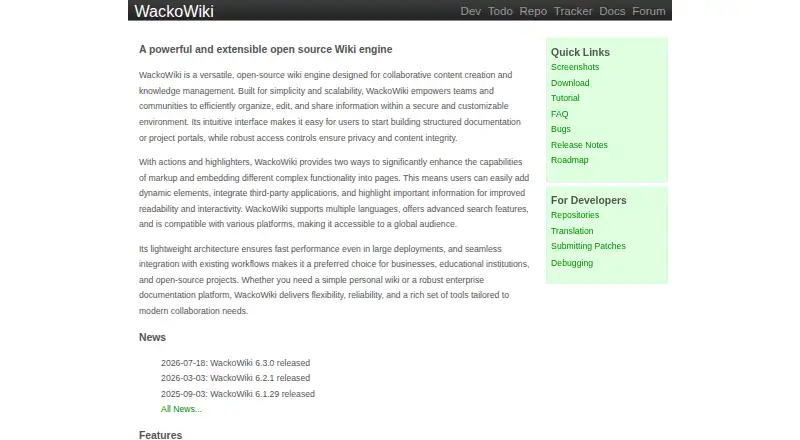 The WackoWiki homepage