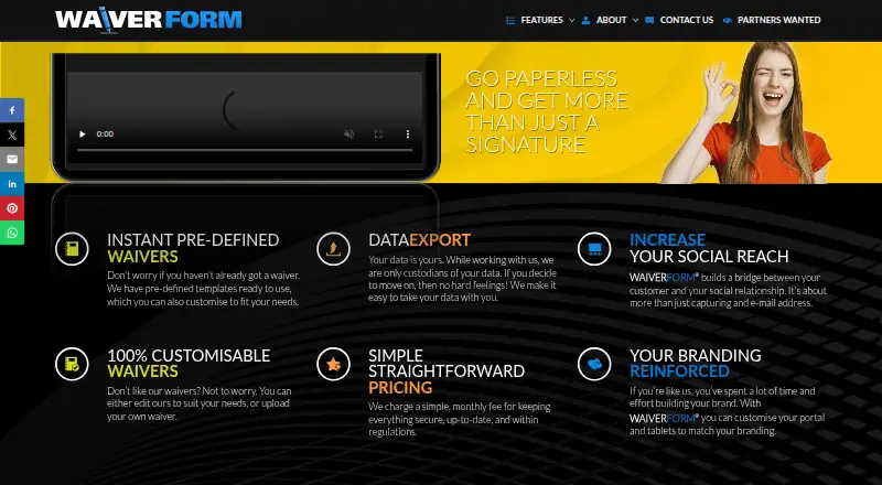 The WaiverForm homepage