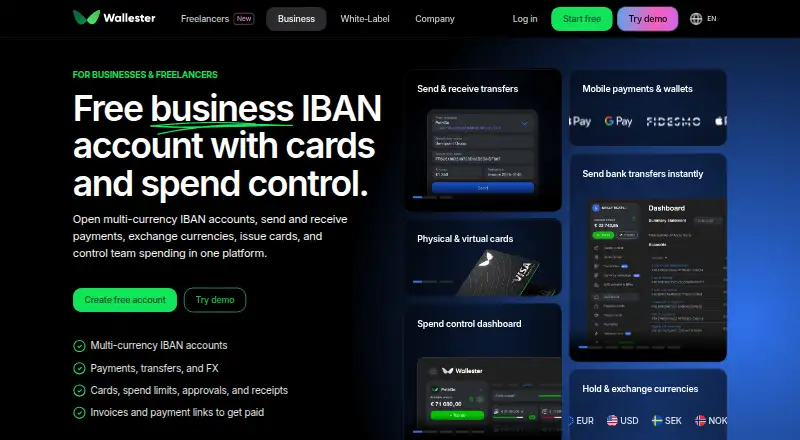 The Wallester Business homepage