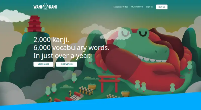 The WaniKani homepage