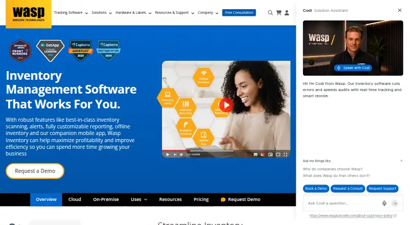 The Wasp InventoryCloud homepage