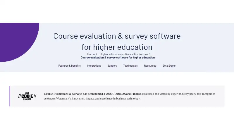 The Watermark Course Evaluations & Surveys homepage