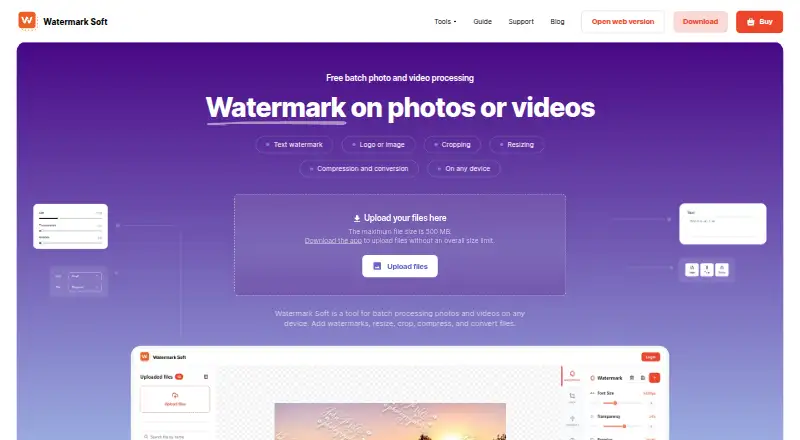The Watermark Soft homepage