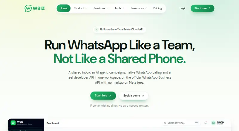 The WBIZ homepage