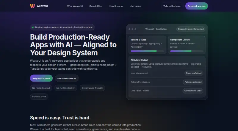 The WeaveUI homepage