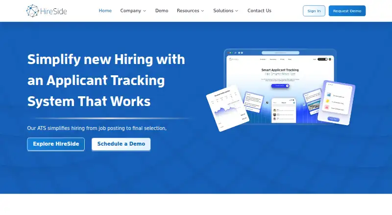 The HireSide homepage