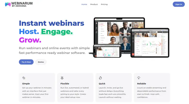 The Webinarum homepage