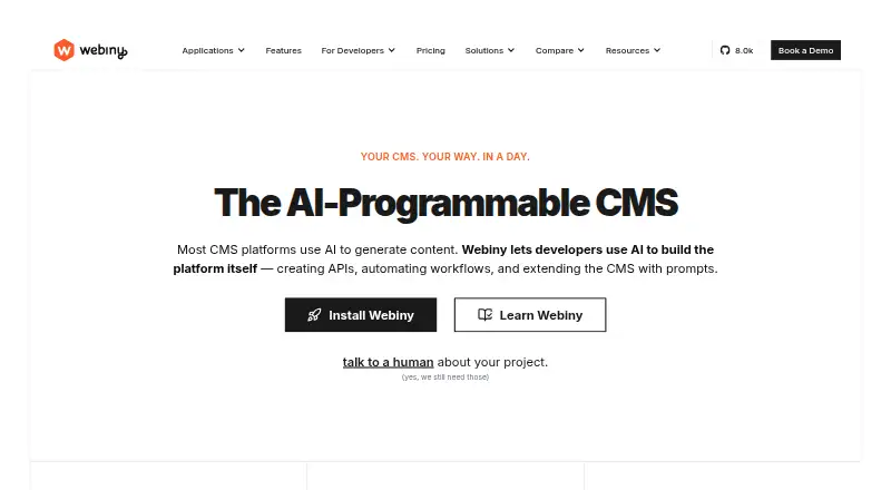 The Webiny homepage