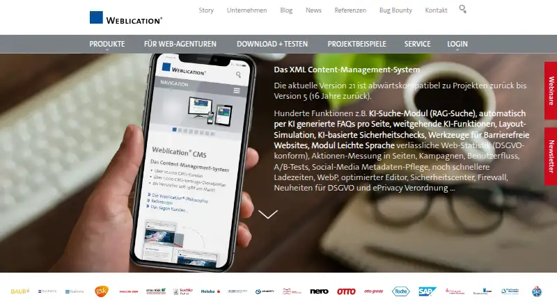 The Weblication CMS homepage