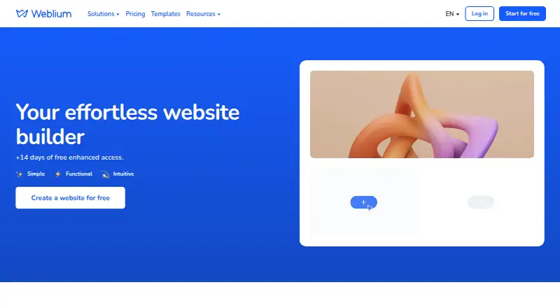 The Weblium homepage