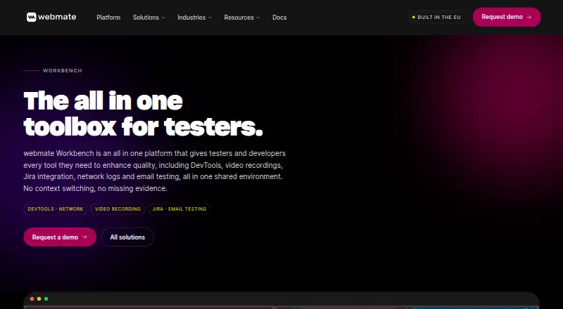 The webmate Accessibility Workbench homepage