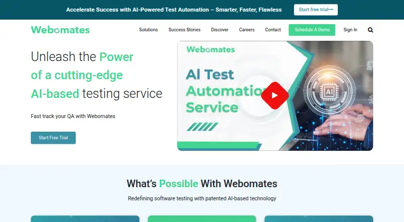 The Webomates homepage
