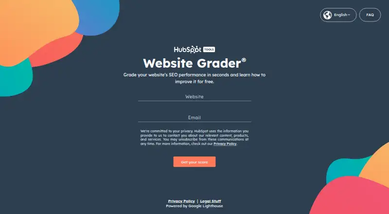 The Website Grader homepage