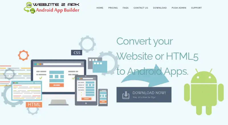The Website 2 APK Builder homepage