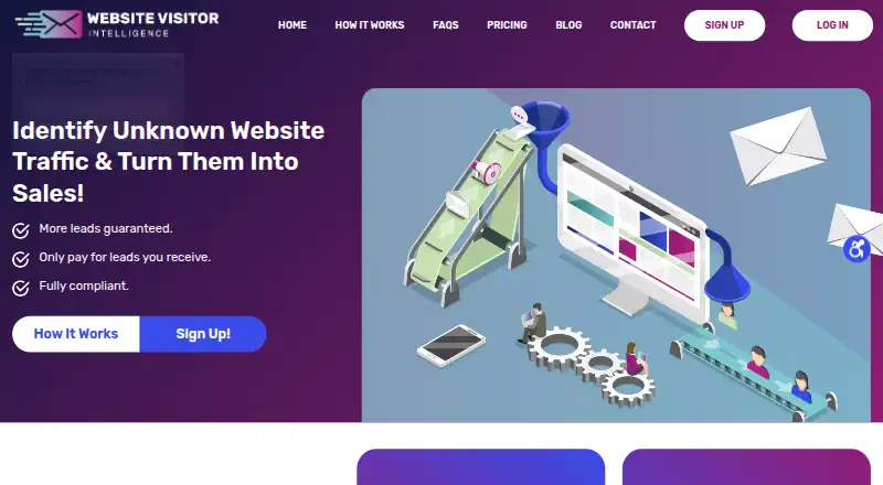 The Website Visitor Intelligence homepage