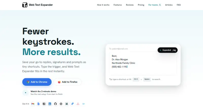 The Web Text Expander homepage