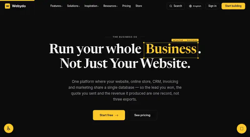 The Webydo homepage