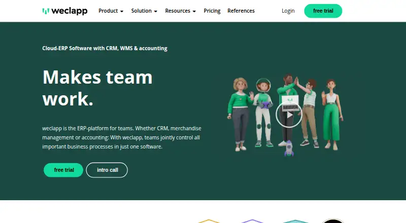The weclapp Cloud ERP homepage