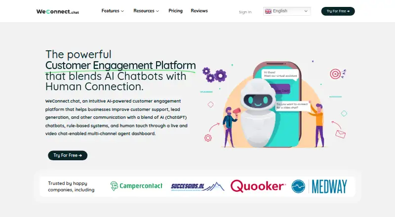 The WeConnect.chat homepage