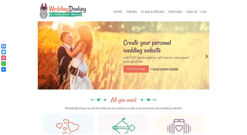The WeddingDonkey homepage
