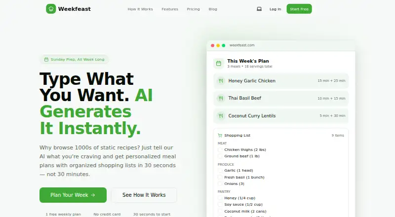 The Weekfeast homepage