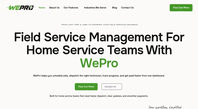 The WePro homepage