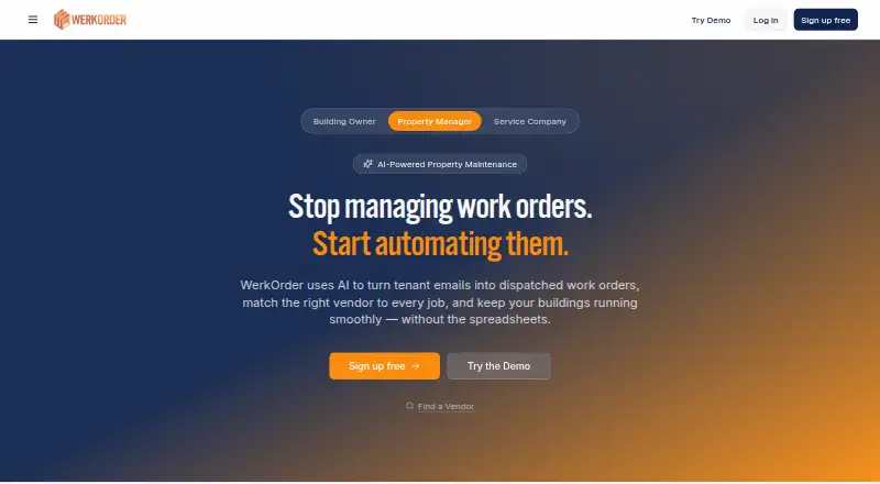 The WerkOrder homepage