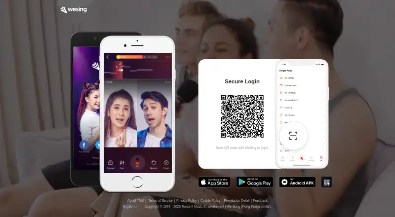 The WeSing homepage