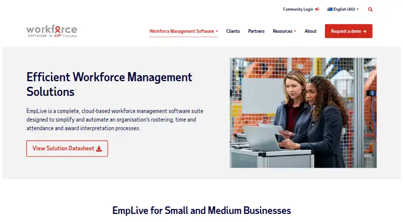 The EmpLive homepage