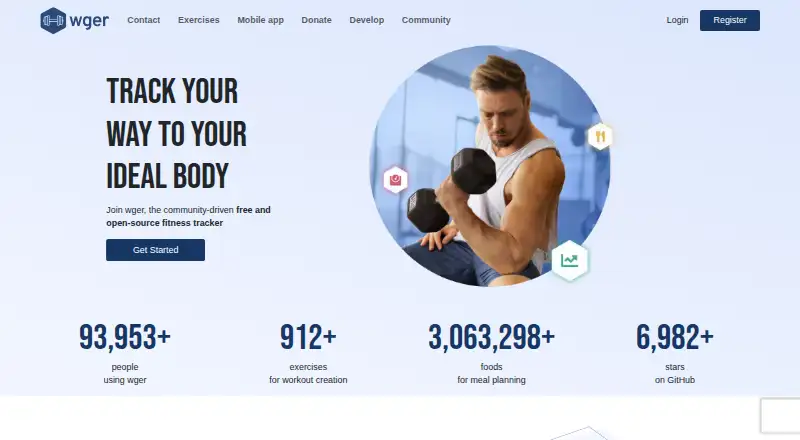 The wger Workout Manager homepage