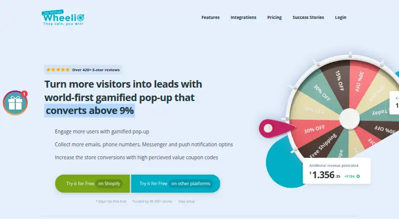 The Wheelio homepage