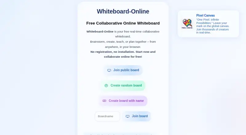 The Whiteboard-Online homepage