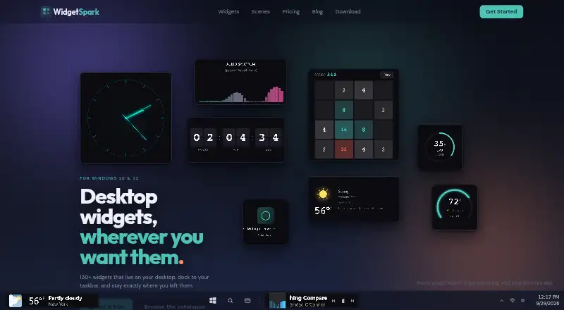 The WidgetSpark homepage