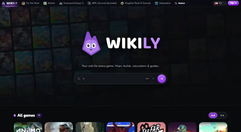 The Wikily homepage