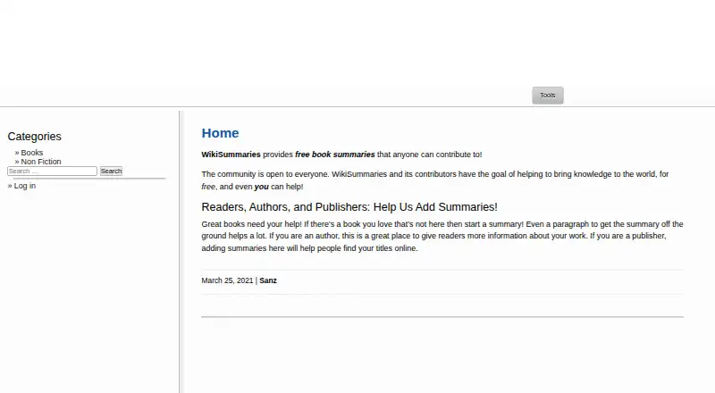The WikiSummaries homepage