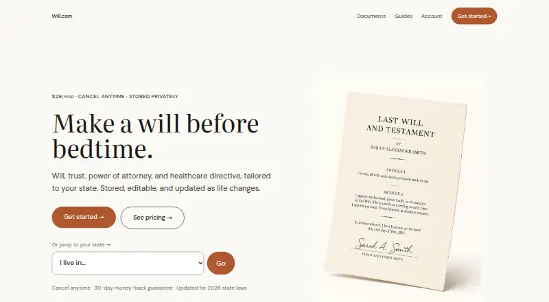 The Will.com homepage