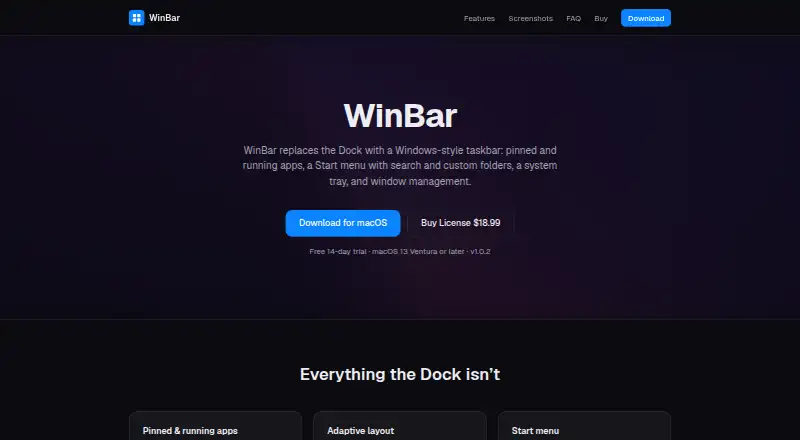 The WinBar homepage