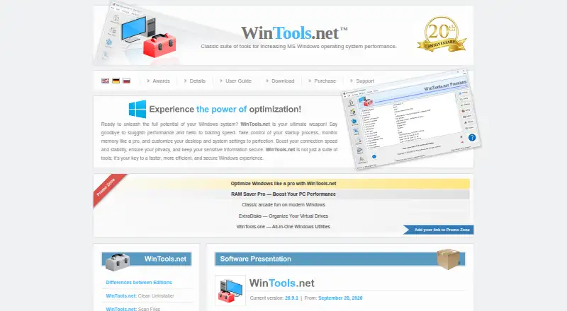 The WinTools.net homepage