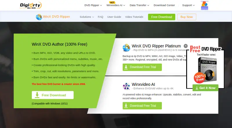 The WinX DVD Author homepage