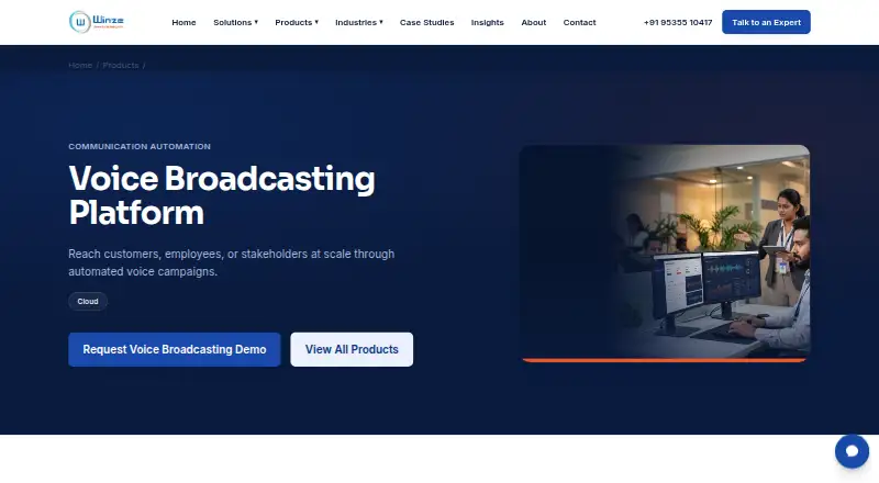 The Voice Broadcasting Platform homepage