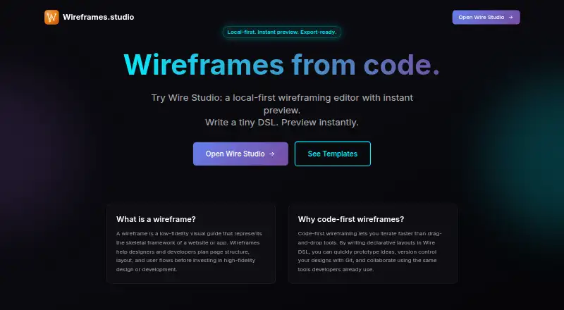 The Wire Studio homepage
